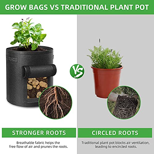 Potato Grow Bags - 2 Pack 7 Gallon Plant Grow Bags Fabric Pots with Flap Window and Handles Garden Vegetable Grow Bags Tomato Planter Bag Thickened Breathable Nonwoven Garden Container Pot