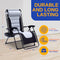 SereneLife Foldable Outdoor Zero Gravity Padded Lawn Chair, Adjustable Steel Mesh Recliners, w/Removable Pillows and Cup Holder Side Tables, Gray and Black