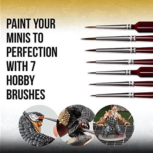 Wargames Delivered Miniature Paint Brushes-Army Painter Brushes-15 Paint Brushes for Miniature Painting-Effect, Fine Tip Detail & Dry Brushes Model Paint Brush - Acrylic Brush Set for Model Painting
