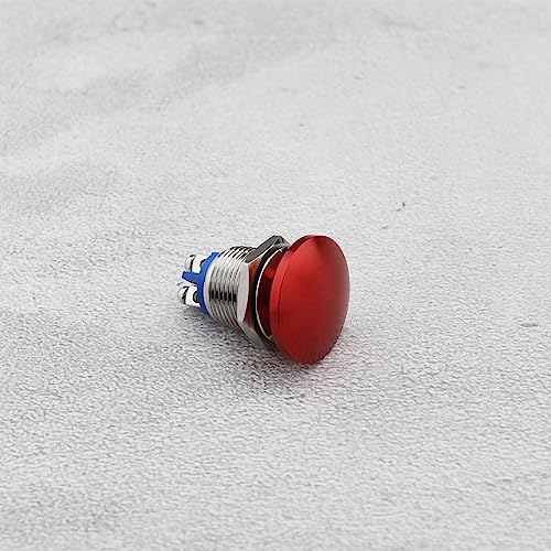 VGOL 2Pcs Red Mushroom Head Button Switch Waterproof Push Button Switch Aluminum Alloy Round Start Button Accessories for Car SUV Truck RV Boat 16mm