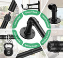 Black Curtain Rods for Windows 66 to 120, Outdoor Blackout Curtain Rod Set of 2, Wrap Around Industrial Heavy Duty Curtain Rods 2 Pack, 1 Inch Drapery Rods, Rustic Pipe Curtain Rod 72-144 Inch