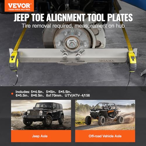 VEVOR Wheel Alignment Tool, 2-Pack Toe Alignment Toe Plates, Stainless Steel Wheel Alignment Tool Plate, Toe Angle Accurate Measurement, Includes 2 Measuring Tapes & Conversion Chart