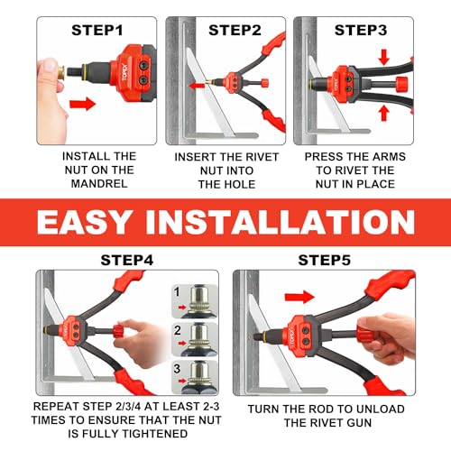 TOPEX 160PCS Heavy Duty Nut Rivet Riveter Rivnut Nutsert Gun Riveting Kit Thread M3-12