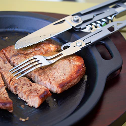 RAXCO Pocket Utensils Folding Cutlery Camping Knife,5-in-1 Detachable Spoon Set for Outdoor Travel Hiking