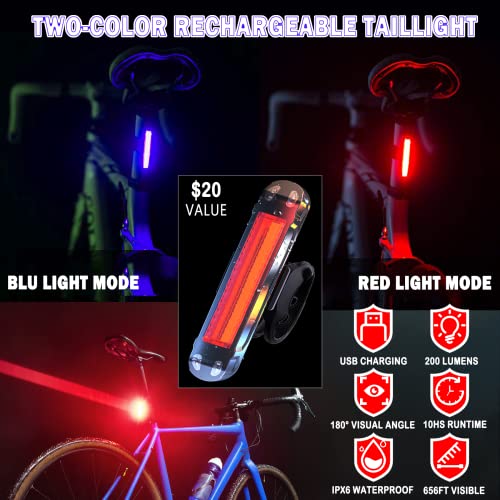 Victagen 5000 Lumens Bike Lights for Night Riding, 6 LED Bike Lights Waterproof Type C Rechargeable Front Bike Headlight and Taillight, High & Low Beam Lights, Power Bank Function, Free Metal Mount