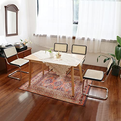 seonyou Rattan Mid Century Modern Dining Chairs Set of 4, Dining Room Chairs with Rattan Solid Wood Backrest and Sturdy Metal Leg, Woven Black Cane Back Kitchen Chairs