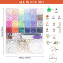 6000 PCS Clay Beads for Bracelet Making,24 Colors 6mm Flat Round Polymer Clay Beads with Pendant Charms Kit Letter Beads and Elastic Strings for Jewelry Making Kit & Craft Supplies