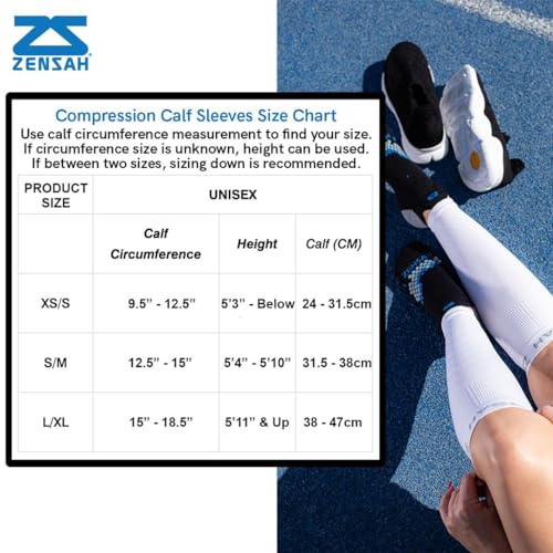 Zensah Calf/Shin Splint Compression Sleeve (Singe Sleeve), Navy Blue, Large/X-Large