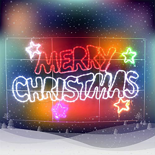 Stockholm Christmas Lights LED Rope Letter Merry Christmas Sign Xmas Star Outdoor 125x75CM