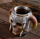 ZNZNANG Viking Warrior Skull Mug , Medieval Skull Drinkware Mug Stainless Steel Liner ,Unique Gifts for Men's Father's Da（550ml/19oz）