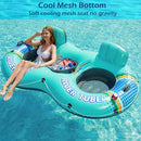 Jasonwell Inflatable River Tube Float - 2 Person Heavy Duty River Float Pool Floats with Removable Cooler Lake Water Tubes for Floating River Raft Lounge Floatie with 2 Cup Holders for Adults (Cyan)