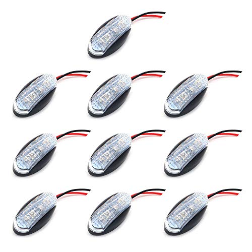 Set of 10 NUZAMAS Side Marker LED Lights, 12V/24V, IP68 Waterproof, 4X LED, Position Indicator, Front Rear LED Lights-RED, Suit for Trucks, Boats, Trailers, Vans, Caravans, RVs, Cars, BUS