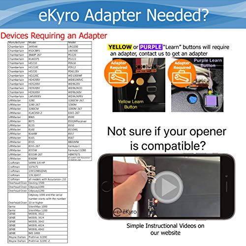eKyro Smart Garage Door Opener - Universal WiFi Remote Controller Compatible with Alexa, Google Home, iPhone, Siri, Android, 1 2 or 3 Door Security Systems, IFTTT, Updated Model