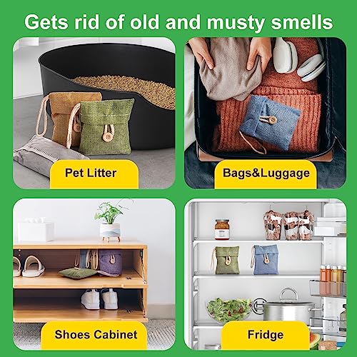 10 Pack Bamboo Charcoal Air Purifying Bag with button Natural Car Air Freshener,Shoe Deodorizer,Odor Eliminators For Home,Pet,Closet