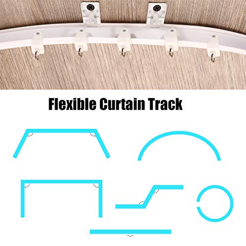 3 Meters Bendable Ceiling Curved Curtain Track Flexible Ceiling Curtain Track Mounted Windows Curved Track for Curtain Rail Track Curtain System Bed Curtains Room Divider, Ceiling Track (White)