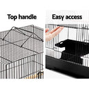 i.Pet Bird Cage 47 x 36 x 88cm Guinea Pig Pet Birds Parrot Ferret Cages Aviary House Budgie Finch Canary Stand Toys,Black 2 Perch + Slide-Out Removable Tray