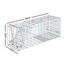 Gardeon Mouse Trap, 66 x 23 x 25cm Guinea Pig Rat Rabbit Cage Possum Rats Fox Cat Humane Mice Traps Small Animals Cages for Indoor Outdoor Farm Backyard, Automatic Door Lock Collapsible Silver