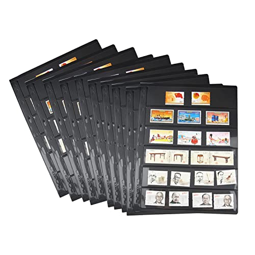 Stamp Stock Pages Sheets Double Sided Stamp Album Stock Pages with 9 Binder Holes Pack of 10 Pages Set Classic Stamp Album (six lines)