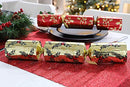 Pack of 10-36cm Luxury Red, Gold & Green Foil Christmas Crackers with Holly Design