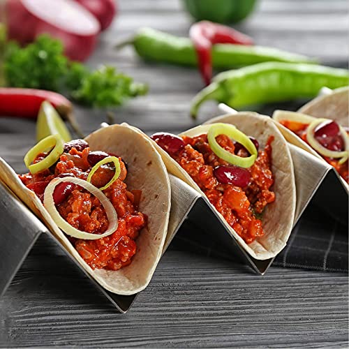 MIVIDE 8PCS Taco Holder Stand, Stainless Steel Taco Rack Holder, Taco Stands for Home Mexican Restaurant