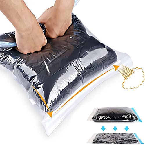 6 Pack Travel Space Saver Bags Vacuum Storage 35x50cm,Compression Packing Cubes,Sealer Bag Roll-up Compression Storage No Vacuum Needed and Packing Organizers for Travel, comforters, Clothes