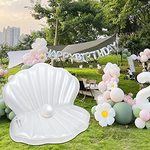 Zcaukya Inflatable Seashell Pool Float, 45.2 Inch Giant Clam Air-Filled Toys with Pearl Ball for Kids Birthday Party Swimming Pool Summer Beach Party Mermaid Ocean Theme Party Decor