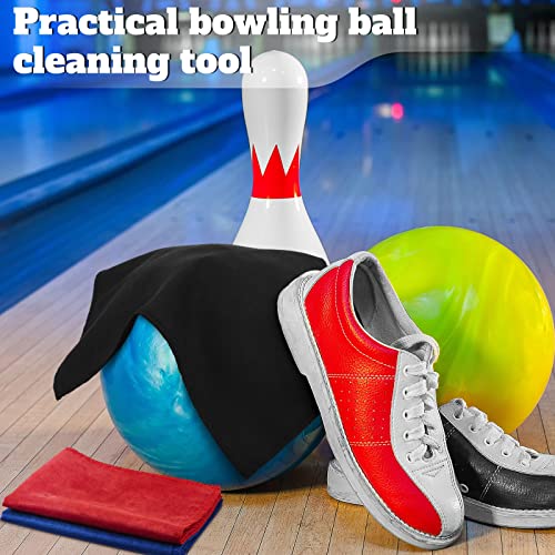 3 Pcs Bowling Ball Shammy Towel Dual Sides Leather Bowling Towel Bowling Ball Towel Bowling Accessories Cleaning Pad for Bowling Ball (Royal Blue Red and Black,12 x 10 Inches)