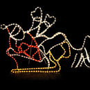 2.4M LED Christmas Light Giant Santa Sleigh Light with 2 Deer w/8 Function Controller for Holiday New Year Wedding Party Indoor Outdoor Xmas Decoration