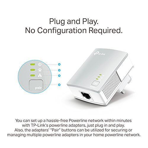 TP-Link TL-PA4010KIT Nano AV600 Powerline Adapter Starter Kit, Up to 300 m Range, No Configuration Required, UK Plug (UK Version)