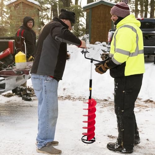 VEVOR Ice Drill Auger, 8'' Diameter Nylon Ice Auger, 41'' Length Ice Auger Bit, Auger Drill with 14'' Adjustable Extension Rod, Rubber Handle, Drill Adapter, Replaceable Auger Blade for Ice Fish