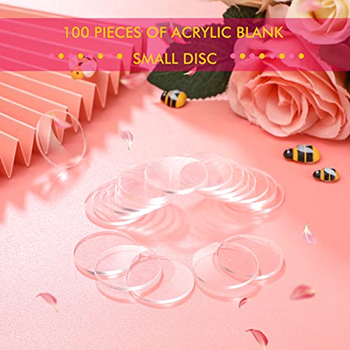 100 Pieces 1.18 Inch Acrylic Blanks Christmas Ornament Clear Acrylic Round Discs Blanks Transparent Acrylic Sheet Panel for Christmas DIY Craft Holiday Supplies