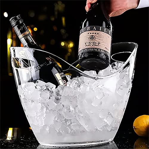 Ice Bucket 2 Pcs 4 Liter Beverage Tub Champagne Wine Bucket for Parties and Drinks Plastic Acrylic Ice Tub with Scoops for Cocktail Bar Good for Champagne or Beer Bottle