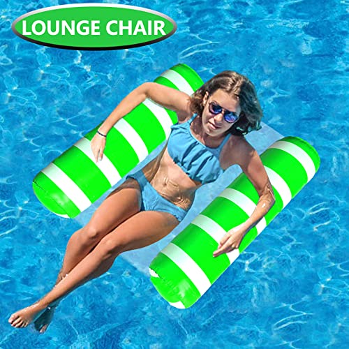 3 Pack Inflatable Pool Floats Adult Size Water Hammock,Pool Floaties Toys,4-in-1 Multi-Purpose Floats for Swimming Pool,Pool Rafts Lounge Chairs Floating,for Vacation Fun and Rest