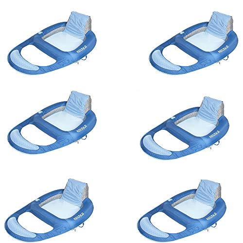 Kelsyus Floating Pool Lounger Inflatable Chair w/ Cup Holder, Blue (6 Pack)