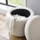 Linon Home Décor Cream Sherpa Round Storage Wooden Base by Linon Lexington Ottoman