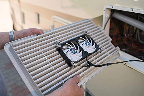 TITAN- 12V DC 120mm Double Rack Mount Cooling Fan for Caravan RV fridge Vent and Ventilation Grille -TTC-SC22 (90mm)