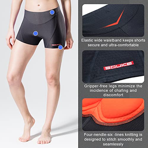 SOUKE Cycling Shorts Women's 3D Padded Bicycle Bike Biking Underwear Shorts Darkgrey