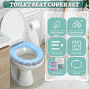 Reginary 16 Pcs Thicker Toilet Seat Cover Pads Bathroom Soft Toilet Seat Warmer Stretchable Washable Fibre Cloth Toilet Seat Cushion Cover Toilet Seat Cover, Easy Installation