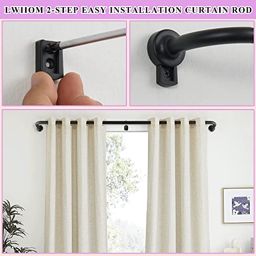 Lwiiom 2 Pack Matte Black Disc Curtain Rods, 28-48 Inches Window Curtain Rod,Adjustable Room Darkening Curtain Rod with Aluminum Finials and Brackets,Wrap Around Design