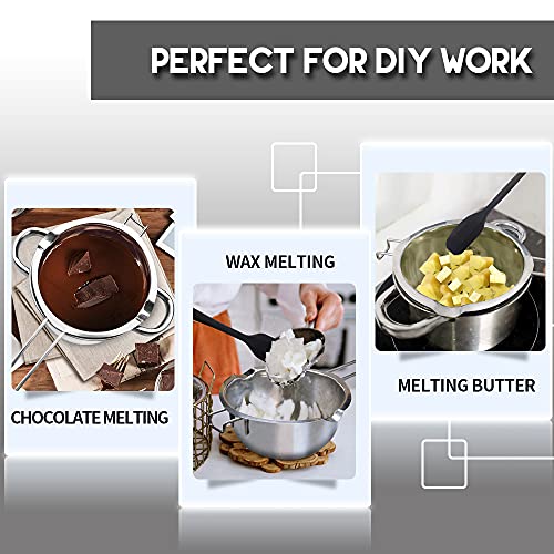 1000ML/1QT Double Boiler Chocolate Melting Pot with 2.3 QT 304 Stainless Steel Pot, Chocolate Melting Pot with Silicone Spatula for Melting Chocolate, Candy, Candle, Soap, Wax