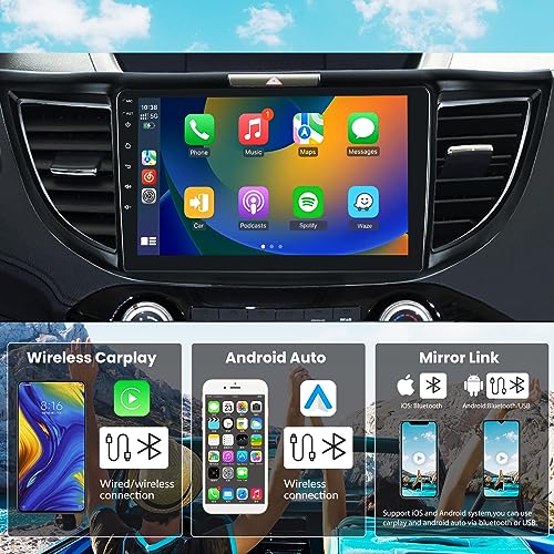 Android Car Stereo 2G+32G for Honda CRV 2012-2016 with Wireless Carplay with 9" Touchscreen Autoradio Android Auto Phonelink WiFi GPS Navigation Radio Bliuetooth Call Backup Camera Headunit