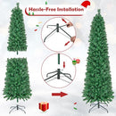 Costway 1.8M Pre-Lit Christmas Tree with Colorful Fiber Optics, Artificial Xmas Tree with 517 PVC Branch Tips, Holiday Pencil Tree for Xmas, Festival Celebration Tree for Home, Shop & Carnival, Green