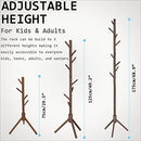 Neween Sturdy Wooden Tree Coat Rack Stand, Adjustable Free Standing Hall Coat Tree with 3 Section & 8 Hooks for Coats, Hats, Bags, Purse, Entryway, Hallway, Easy to Assemble (Brown)