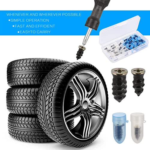 Zocipro 30Pcs Tyre Repair Kit Rubber Nails with Screwdriver, Car Puncture Repair Kit, Universal Tire Repair Fast Repair Nail for Auto Car Motorcycle (15 S+15 L)