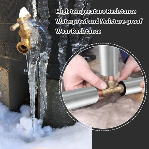 10 PCS Outdoor Water Pipe Insulation Foam Tube 0.6" Pre Slit Self Adhesive Foam Pipe Covers with Aluminum Foil,Copper Pipe Insulation Foam Wrap for Outdoor Winter Irrigation, Sprinkler