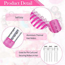 37 Pcs Aluminum Thermal Hair Rollers Set 3 Sizes Self Grip Hair Rollers 18 Pcs Duckbill Hair Clips, Comb Hairdressing Styling Tool, Random Color for Women, Men (Pink Series, 1.1'', 1.57'', 1.97'')