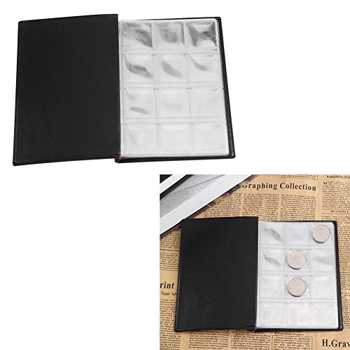 Coin Album Books, 10 Page 120 Pockets World Coin Stock Album Book Case Coin Holders Collection Storage Coin Collecting Holders Penny Pockets(Black)