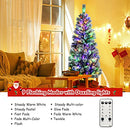 Costway 1.8M/6 ft Pre-lit Snow Flocked Christmas Tree with 9 Lighting Modes and Color Changing LED Lights, Artificial Xmas Hinged Tree with Remote Controller, Xmas Pine Tree Christmas Decoration for Home, Office, Party