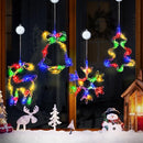 [Timer] 4 Pack Christmas Decorations Window Lights, Battery Operated Christmas Lights Reindeer Tree Jingle Bell Snowflake Window Lights with Suction Cup for Xmas New Year Decorations Indoor Outdoor