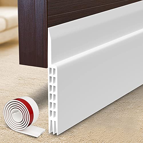 [New Upgrade] Huge Gap Door Draft Stopper, 3.4" W Widened Door Sweep Seal Gap Up to 1.8" for Interior & Exterior Doors - Keeping Draft, Noise, Dust and Unwanted Animals Out,3.4" W x 39" L,White